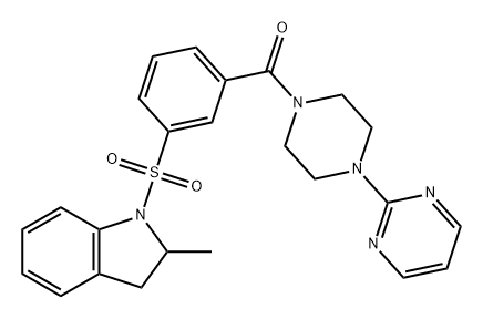 Methanone, [3-[(2,3-dihydro-2-methyl-1H-indol-1-yl)sulfonyl]phenyl][4-(2-pyrimidinyl)-1-piperazinyl]- Struktur