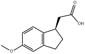 1H-Indene-1-acetic acid, 2,3-dihydro-5-methoxy-, (1R)- Struktur