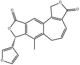 3H-Furo[3',4':3,4]cyclohept[1,2-f]isobenzofuran-3,10(1H)-dione, 8-(3-furanyl)-6,8-dihydro-7-methyl-, (8R)- Struktur