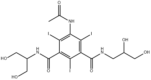 1,3-Benzenedicarboxamide, 5-(acetylamino)-N1-(2,3-dihydroxypropyl)-N3-[2-hydroxy-1-(hydroxymethyl)ethyl]-2,4,6-triiodo- Struktur