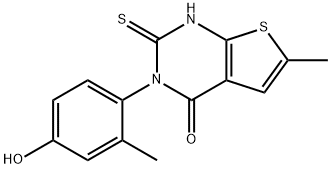 3-(4-hydroxy-2-methylphenyl)-6-methyl-2-sulfanylidene-1H-thieno[2,3-d]pyrimidin-4-one Struktur