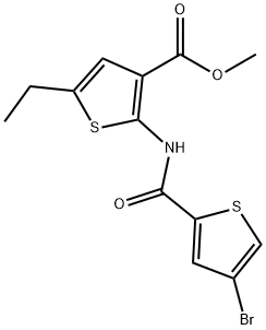 methyl 2-(4-bromothiophene-2-carboxamido)-5-ethylthiophene-3-carboxylate Struktur