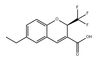 2H-1-Benzopyran-3-carboxylic acid, 6-ethyl-2-(trifluoromethyl)-, (2R)- Struktur