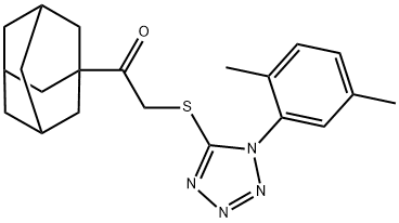 Ethanone, 2-[[1-(2,5-dimethylphenyl)-1H-tetrazol-5-yl]thio]-1-tricyclo[3.3.1.13,7]dec-1-yl- Struktur