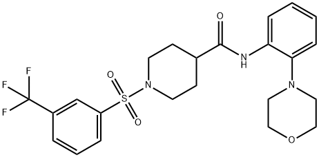 N-(2-嗎啉苯基)-1-((3-(三氟甲基)苯基)磺?；?哌啶-4-甲酰胺 結(jié)構(gòu)式