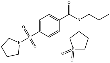 Benzamide, N-propyl-4-(1-pyrrolidinylsulfonyl)-N-(tetrahydro-1,1-dioxido-3-thienyl)- Struktur