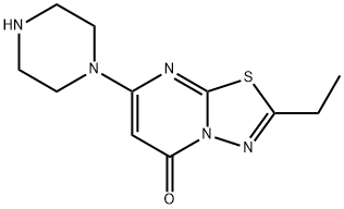 5H-1,3,4-Thiadiazolo[3,2-a]pyrimidin-5-one, 2-ethyl-7-(1-piperazinyl)- Struktur