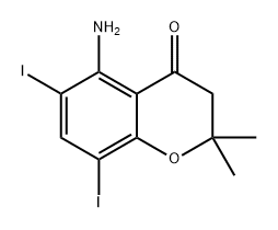 4H-1-Benzopyran-4-one, 5-amino-2,3-dihydro-6,8-diiodo-2,2-dimethyl- Struktur