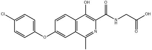 2-(7-(4-chlorophenoxy)-4-hydroxy-1-methylisoquinoline-3-carboxamido)acetic acid Struktur