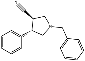 3-Pyrrolidinecarbonitrile, 4-phenyl-1-(phenylmethyl)-, trans- (9CI) Struktur