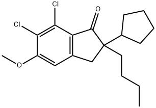 1H-Inden-1-one, 2-butyl-6,7-dichloro-2-cyclopentyl-2,3-dihydro-5-methoxy- Struktur