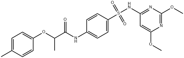 N-(4-{[(2,6-dimethoxy-4-pyrimidinyl)amino]sulfonyl}phenyl)-2-(4-methylphenoxy)propanamide Struktur