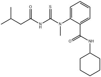 N-cyclohexyl-2-[methyl(3-methylbutanoylcarbamothioyl)amino]benzamide Struktur