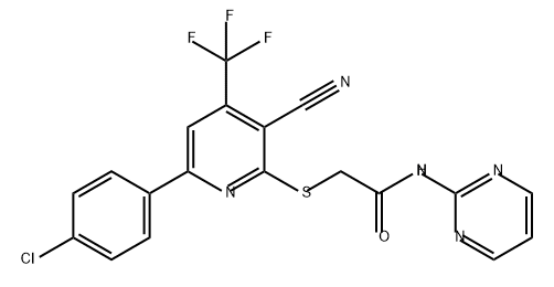 Acetamide, 2-[[6-(4-chlorophenyl)-3-cyano-4-(trifluoromethyl)-2-pyridinyl]thio]-N-2-pyrimidinyl- Struktur