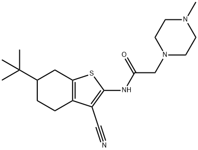 1-Piperazineacetamide, N-[3-cyano-6-(1,1-dimethylethyl)-4,5,6,7-tetrahydrobenzo[b]thien-2-yl]-4-methyl- Struktur