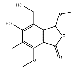 1(3H)-Isobenzofuranone, 5-hydroxy-4-(hydroxymethyl)-3,7-dimethoxy-6-methyl- Struktur