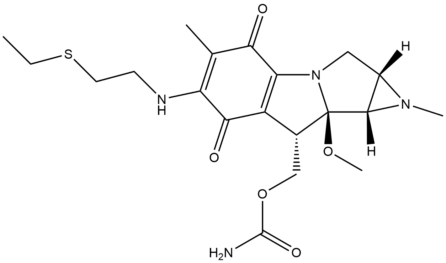 Azirino[2',3':3,4]pyrrolo[1,2-a]indole-4,7-dione, 8-[[(aminocarbonyl)oxy]methyl]-6-[[2-(ethylthio)ethyl]amino]-1,1a,2,8,8a,8b-hexahydro-8a-methoxy-1,5-dimethyl-, [1aS-(1aα,8β,8aα,8bα)]- (9CI)