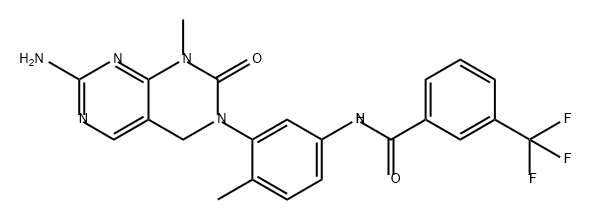 Benzamide, N-[3-(7-amino-1,4-dihydro-1-methyl-2-oxopyrimido[4,5-d]pyrimidin-3(2H)-yl)-4-methylphenyl]-3-(trifluoromethyl)- Struktur