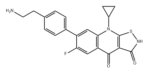 Isothiazolo[5,4-b]quinoline-3,4(2H,9H)-dione, 7-[4-(2-aminoethyl)phenyl]-9-cyclopropyl-6-fluoro- Struktur