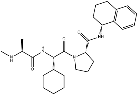 L-Prolinamide, N-methyl-L-alanyl-(2S)-2-cyclohexylglycyl-N-[(1R)-1,2,3,4-tetrahydro-1-naphthalenyl]- Struktur