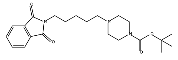 1-Piperazinecarboxylic acid, 4-[5-(1,3-dihydro-1,3-dioxo-2H-isoindol-2-yl)pentyl]-, 1,1-dimethylethyl ester Struktur