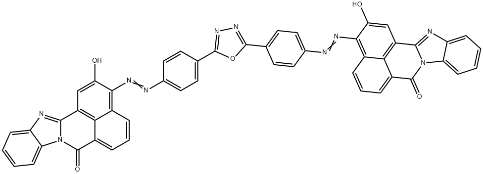 3,3'-[1,3,4-oxadiazole-2,5-diylbis(4,1-phenyleneazo)]bis[2-hydroxy-7H-Benzimidazo[2,1-a] benz[de]isoquinolin-7-one Struktur