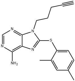 9H-Purin-6-amine, 8-[(2,4-dimethylphenyl)thio]-9-(4-pentyn-1-yl)- Struktur