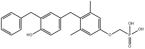 P-[[4-[[4-Hydroxy-3-(phenylmethyl)phenyl]methyl]-3,5-dimethylphenoxy]methyl]phosphonic acid Struktur