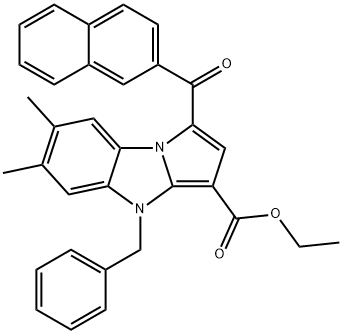 ethyl 7-benzyl-10,11-dimethyl-3-(naphthalene-2-carbonyl)-2,7-diazatricyclo[6.4.0.0^{2,6}]dodeca-1(8),3,5,9,11-pentaene-5-carboxylate Struktur