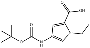 1H-Pyrrole-2-carboxylic acid, 4-[[(1,1-dimethylethoxy)carbonyl]amino]-1-ethyl- Struktur