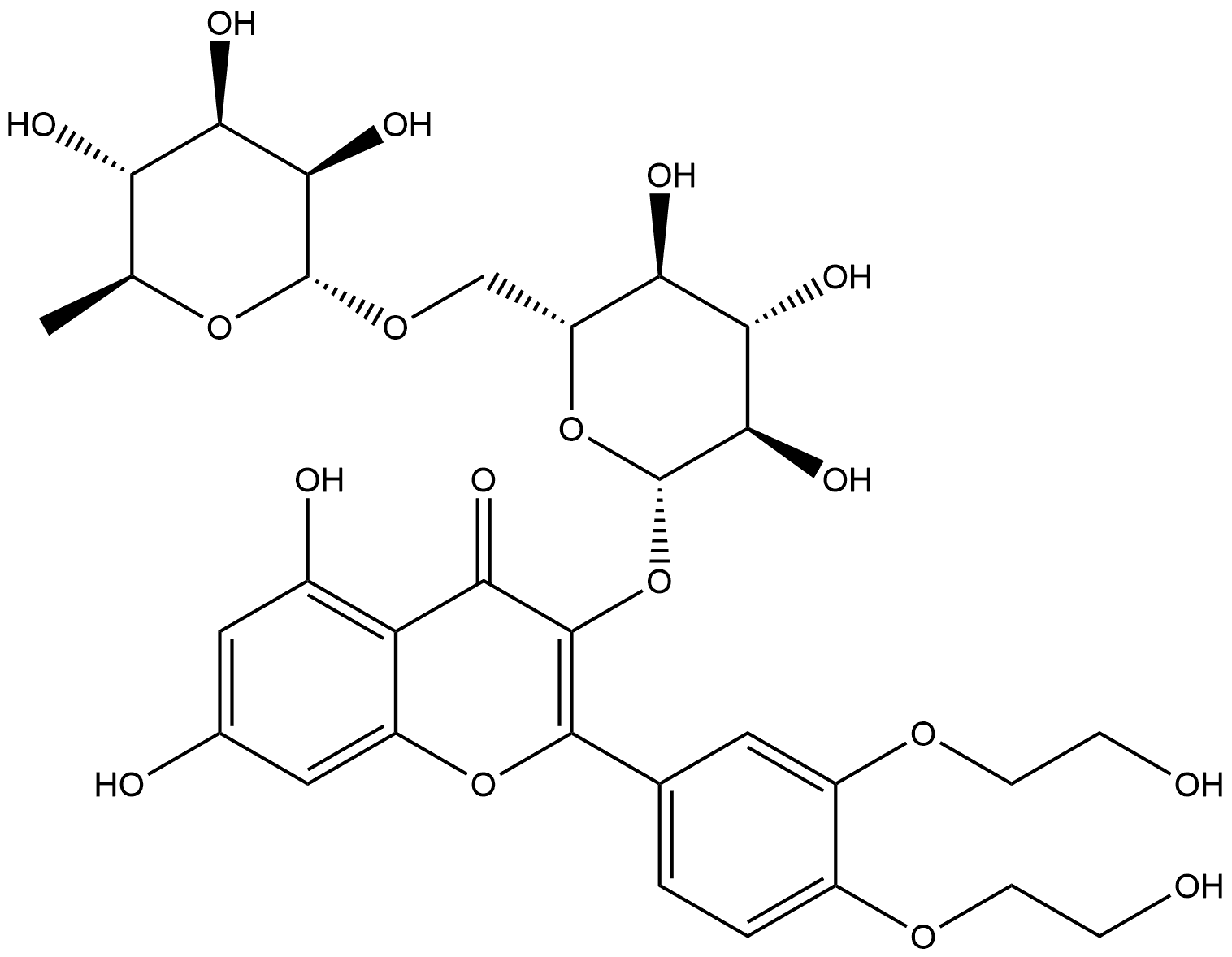 3’,4’-Bis(hydroxyethyl)rutoside Struktur