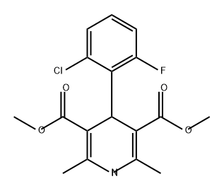 3,5-Pyridinedicarboxylic acid, 4-(2-chloro-6-fluorophenyl)-1,4-dihydro-2,6-dimethyl-, 3,5-dimethyl ester Struktur