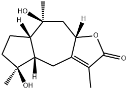 Azuleno[6,5-b]furan-2(4H)-one, 4a,5,6,7,7a,8,9,9a-octahydro-5,8-dihydroxy-3,5,8-trimethyl-, (4aS,5S,7aS,8S,9aS)- Struktur