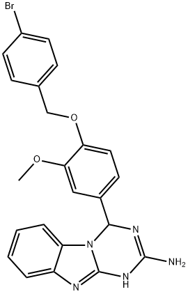 4-{4-[(4-bromobenzyl)oxy]-3-methoxyphenyl}-1,4-dihydro[1,3,5]triazino[1,2-a]benzimidazol-2-amine Struktur