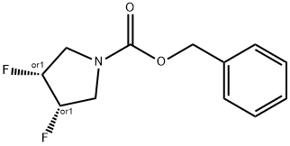 1-Pyrrolidinecarboxylic acid, 3,4-difluoro-, phenylmethyl ester, (3R,4S)-rel- Struktur