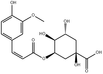 Cyclohexanecarboxylic acid, 1,3,4-trihydroxy-5-[[(2Z)-3-(4-hydroxy-3-methoxyphenyl)-1-oxo-2-propen-1-yl]oxy]-, (1R,3R,4S,5R)- Struktur