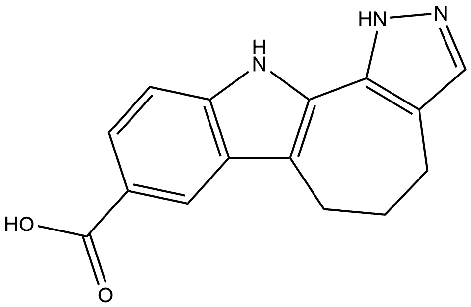 4,5,6,11-tetrahydro-1H-pyrazolo[4',3':6,7]cyclohepta[1,2-b]indole-8-carboxylic acid Struktur