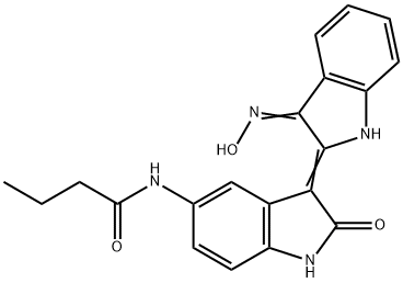 Butanamide, N-[3-[1,3-dihydro-3-(hydroxyimino)-2H-indol-2-ylidene]-2,3-dihydro-2-oxo-1H-indol-5-yl]- Struktur