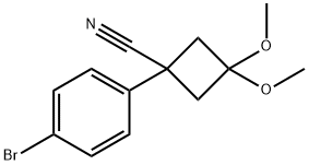 Cyclobutanecarbonitrile, 1-(4-bromophenyl)-3,3-dimethoxy- Struktur