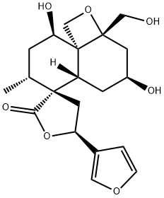 (2'aR,3S,5S,9'aR)-5-(3-Furanyl)-2'a,3',4,5,5',5'aα,8',9'-octahydro-4'α,9'α-dihydroxy-2'a-(hydroxymethyl)-7'β-methylspiro[furan-3(2H),6'(7'H)-[4H]naphth[1,8a-b]oxet]-2-one Struktur