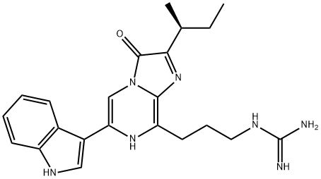 Guanidine, N-[3-[3,7-dihydro-6-(1H-indol-3-yl)-2-[(1S)-1-methylpropyl]-3-oxoimidazo[1,2-a]pyrazin-8-yl]propyl]- Struktur