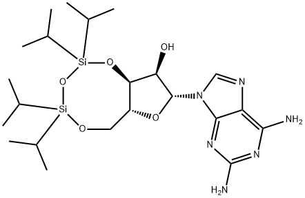 2,6-Diamino-9-[3',5'-O-(1,1,3,3-tetraisopropyl-1,3-disiloxanediyl)-β-D-ribofuranosyl]purine Struktur