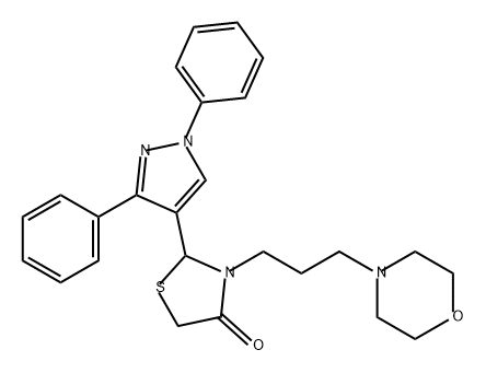 4-Thiazolidinone, 2-(1,3-diphenyl-1H-pyrazol-4-yl)-3-[3-(4-morpholinyl)propyl]- Structure