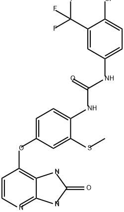 Urea, N-[4-chloro-3-(trifluoromethyl)phenyl]-N'-[4-[(2,3-dihydro-2-oxo-1H-imidazo[4,5-b]pyridin-7-yl)oxy]-2-(methylthio)phenyl]- Struktur