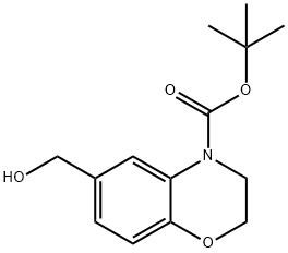 1,1-Dimethylethyl 2,3-dihydro-6-(hydroxymethyl)-4H-1,4-benzoxazine-4-carboxylate Struktur