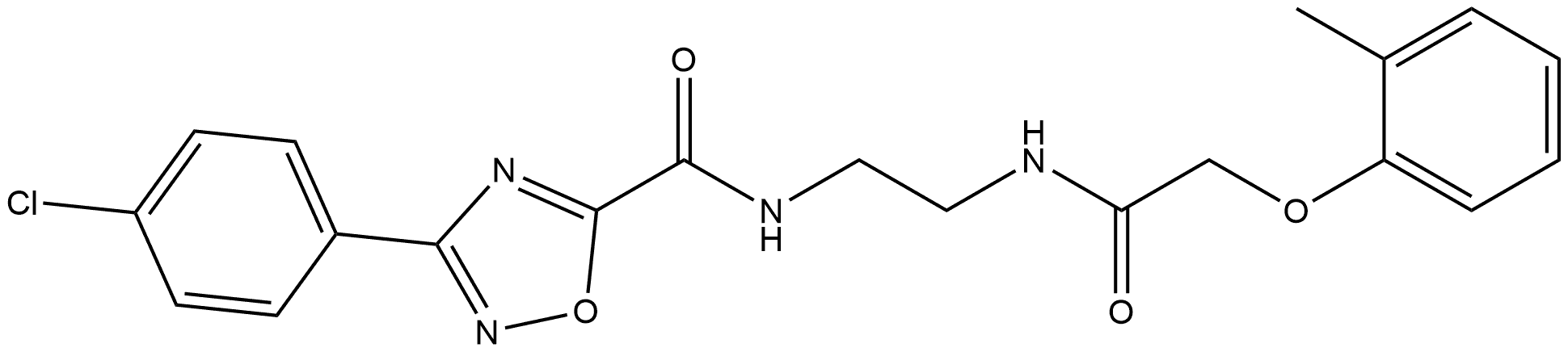 3-(4-Chlorophenyl)-N-[2-[[2-(2-methylphenoxy)acetyl]amino]ethyl]-1,2,4-oxadiazole-5-carboxamide Struktur