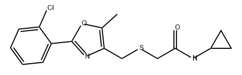 Acetamide, 2-[[[2-(2-chlorophenyl)-5-methyl-4-oxazolyl]methyl]thio]-N-cyclopropyl- Struktur