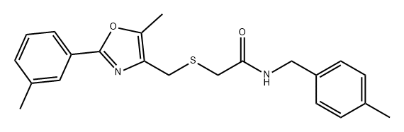 Acetamide, 2-[[[5-methyl-2-(3-methylphenyl)-4-oxazolyl]methyl]thio]-N-[(4-methylphenyl)methyl]- Struktur