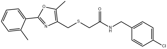 Acetamide, N-[(4-chlorophenyl)methyl]-2-[[[5-methyl-2-(2-methylphenyl)-4-oxazolyl]methyl]thio]- Struktur