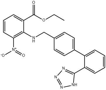 Benzoic acid, 3-nitro-2-[[[2'-(1H-tetrazol-5-yl)[1,1'-biphenyl]-4-yl]methyl]amino]-, ethyl ester (9CI) Structure